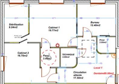 Travaux : Plan type d'un cabinet Dentaire sur Bordeaux